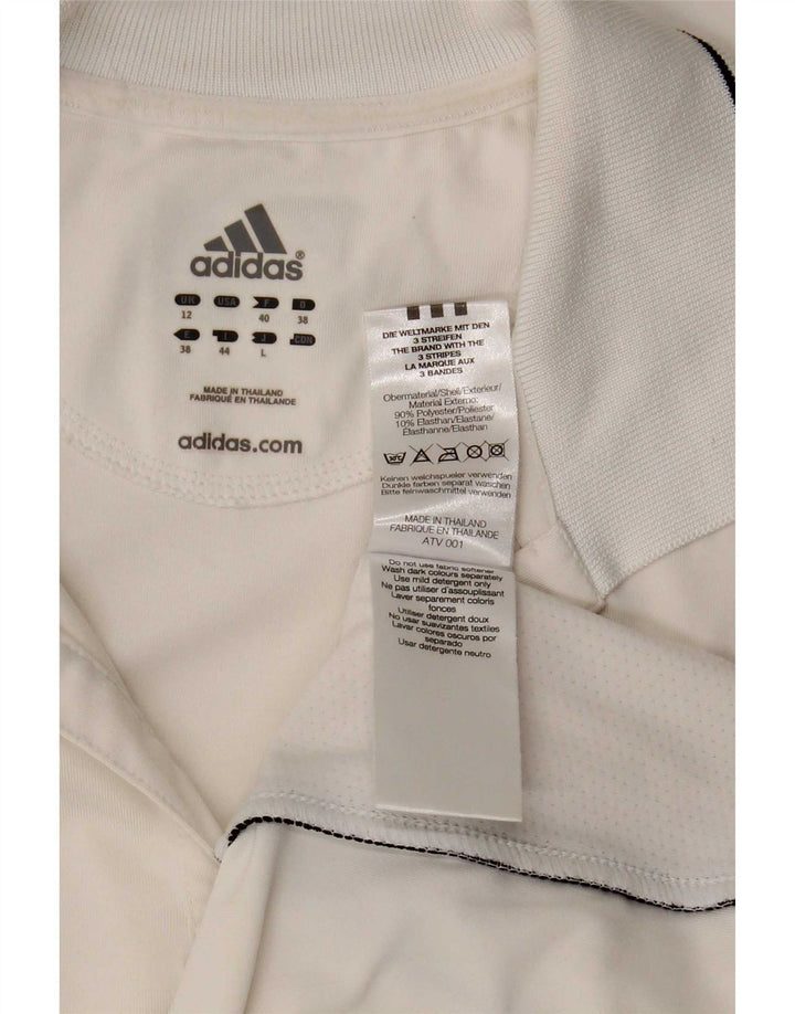 Adidas Womens Polo Shirt UK 12 Medium White Colourblock Polyester