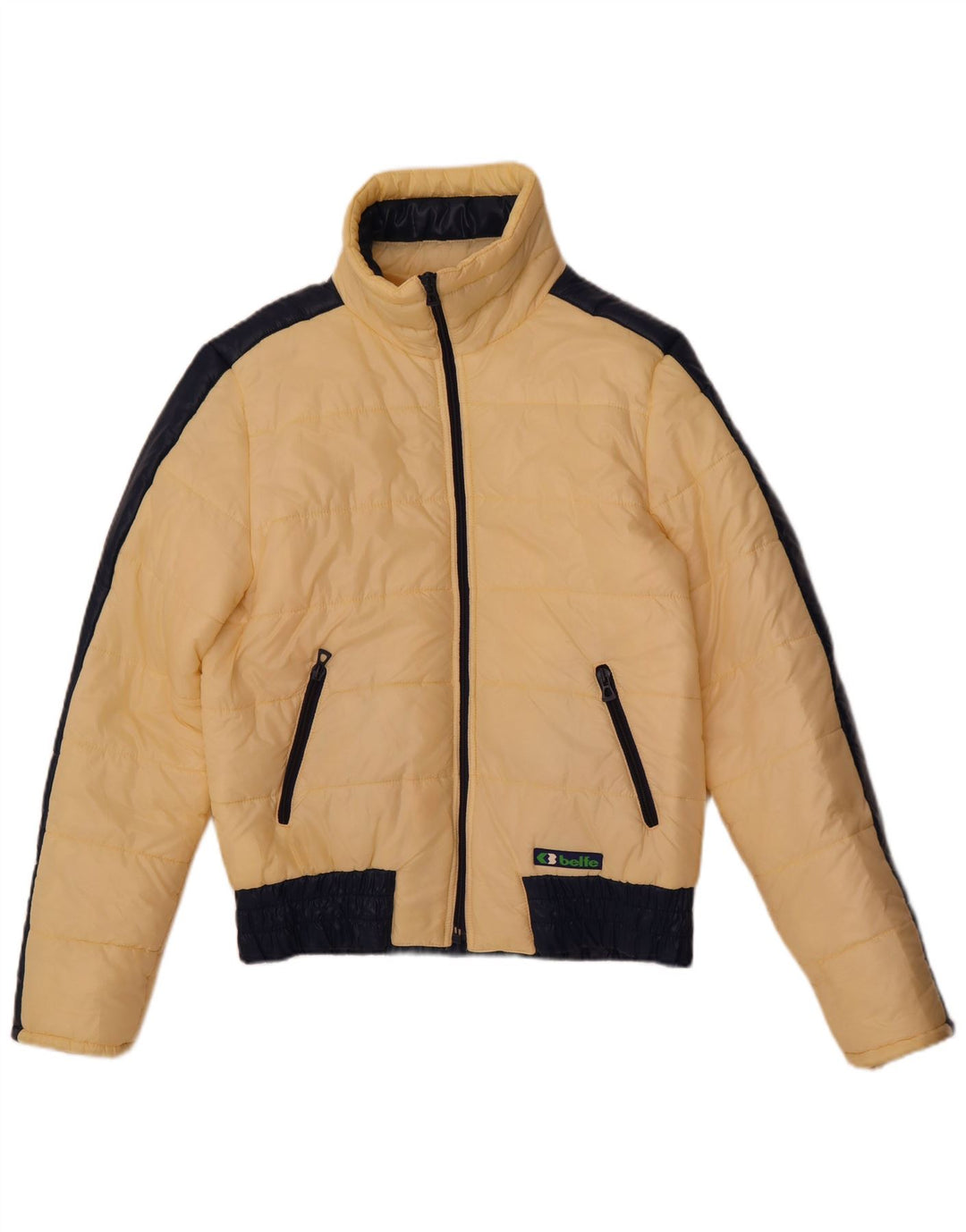 Belfe Mens Padded Jacket IT 50 Large Beige Colourblock