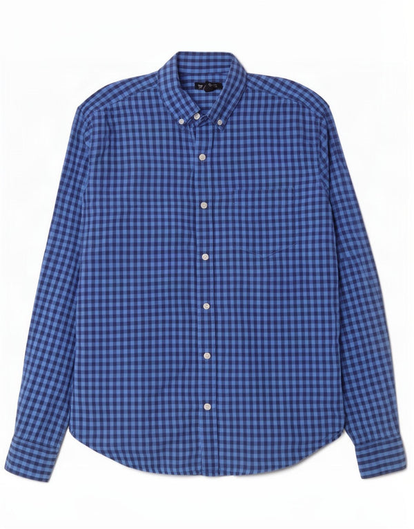 Gap Mens Standard Fit Shirt Medium Blue Gingham Cotton