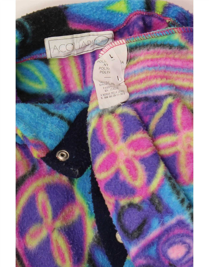 Vintage Mens Anorak Fleece Jumper Large Multicoloured Geometric Polyamide