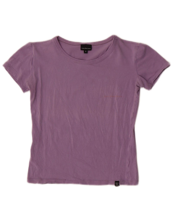 Calvin Klein Jeans Womens T-Shirt Top UK 10 Small Purple