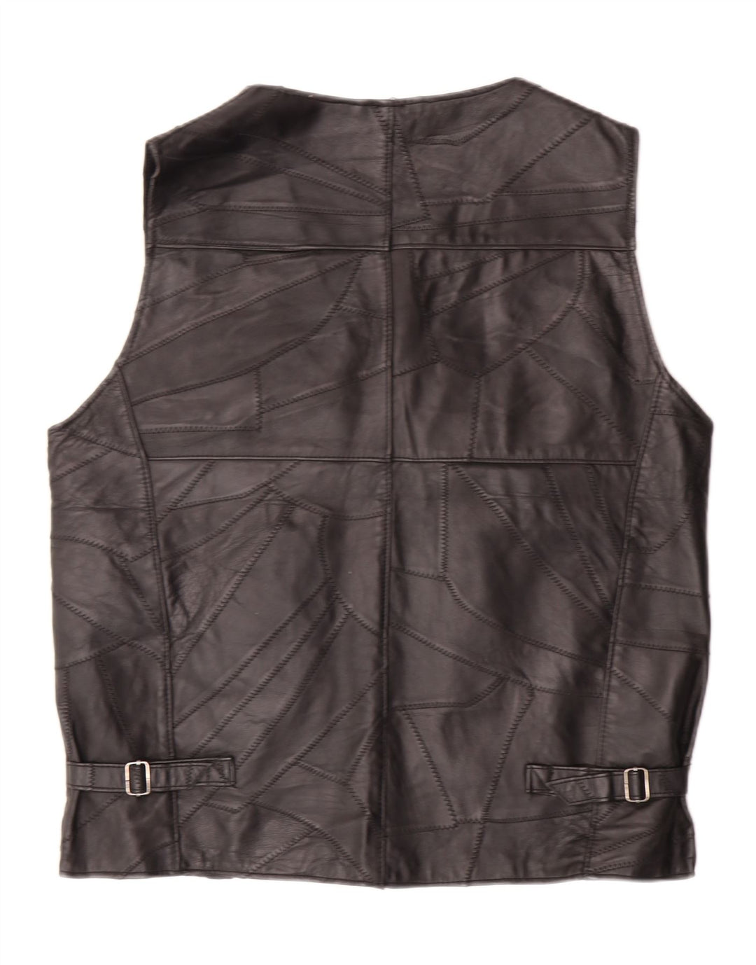 VINTAGE Mens Leather Gilet UK 40 Large Black