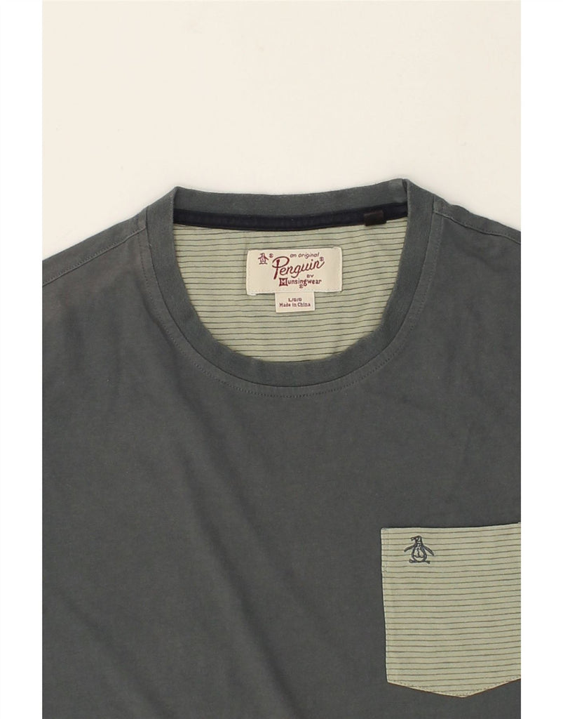 PENGUIN Mens T-Shirt Top Large Grey Cotton | Vintage Penguin | Thrift | Second-Hand Penguin | Used Clothing | Messina Hembry 