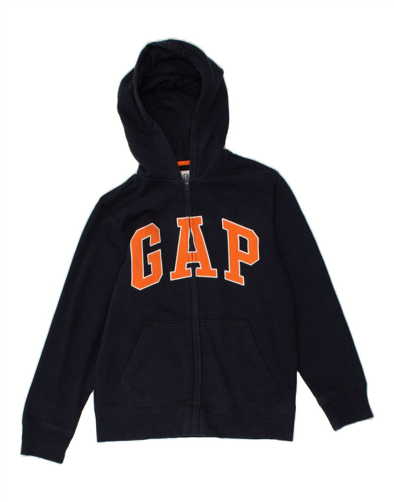 GAP Boys Graphic Zip Hoodie Sweater 11-12 Years XL Navy Blue Cotton Vintage Gap and Second-Hand Gap from Messina Hembry 