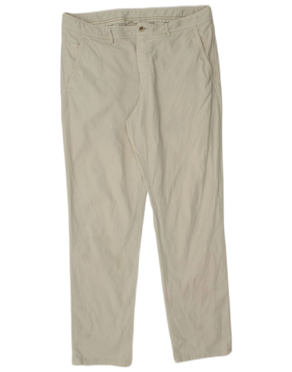 Massimo Dutti Mens Straight Chino Trousers EU 44 Large W34 L29 Beige Cotton