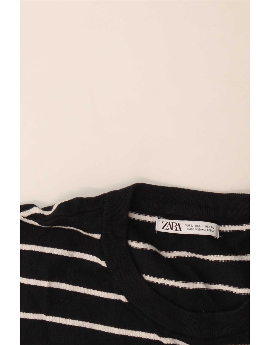 Zara Mens T-Shirt Top Large Navy Blue Striped