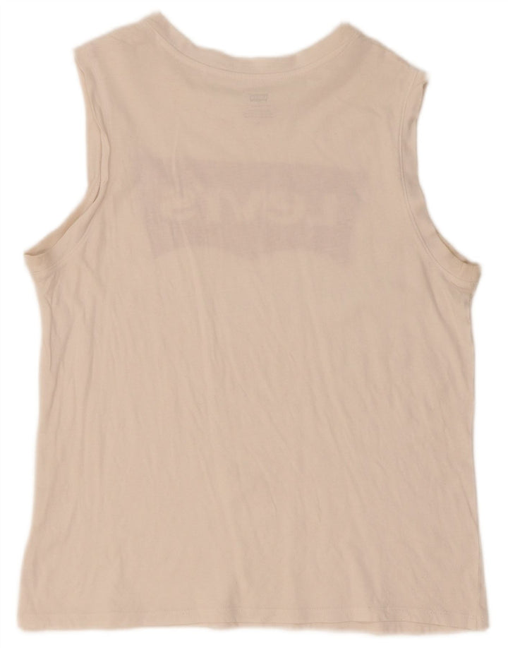Levi's Womens Graphic Vest Top UK 14 Medium Off White