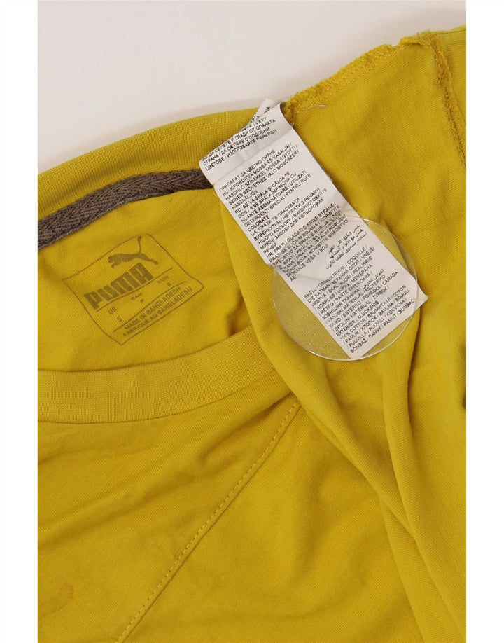 Puma Mens Graphic T-Shirt Top Small Yellow Cotton