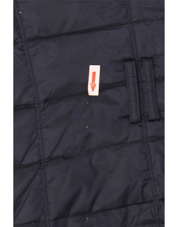 Zara Womens Hooded Padded Coat UK 10 Small Navy Blue Polyester