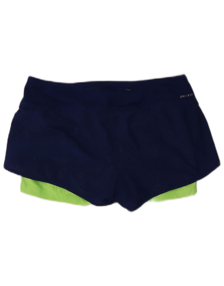 Nike Womens Dri Fit Sport Shorts UK 14 Medium  Navy Blue Polyester
