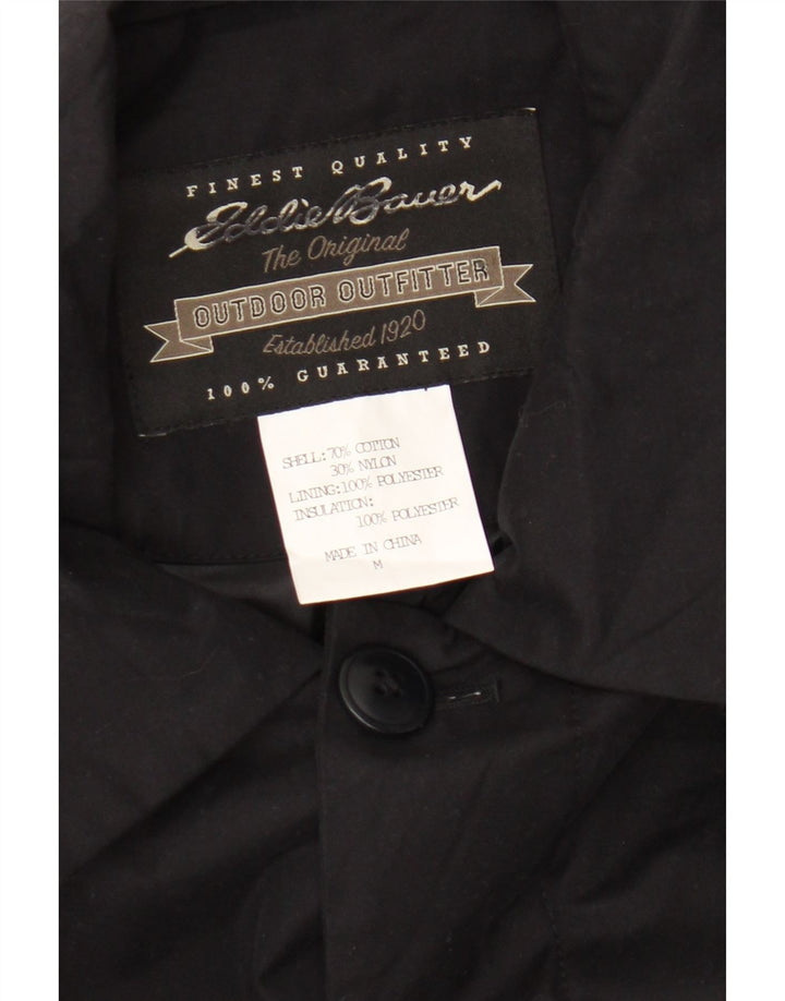 Eddie Bauer Mens Loose Fit Overcoat UK 38 Medium Black Cotton