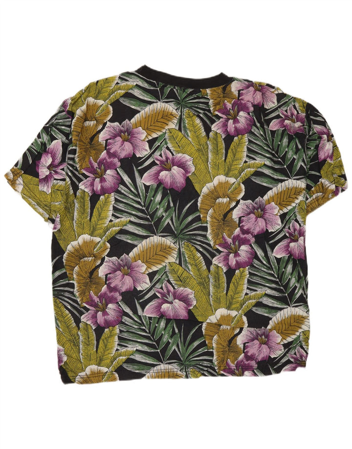 Vintage Mens T-Shirt Top Medium Multicoloured Floral Rayon