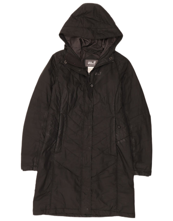 Jack Wolfskin Womens Hooded Padded Coat UK 10 Small Black Polyester