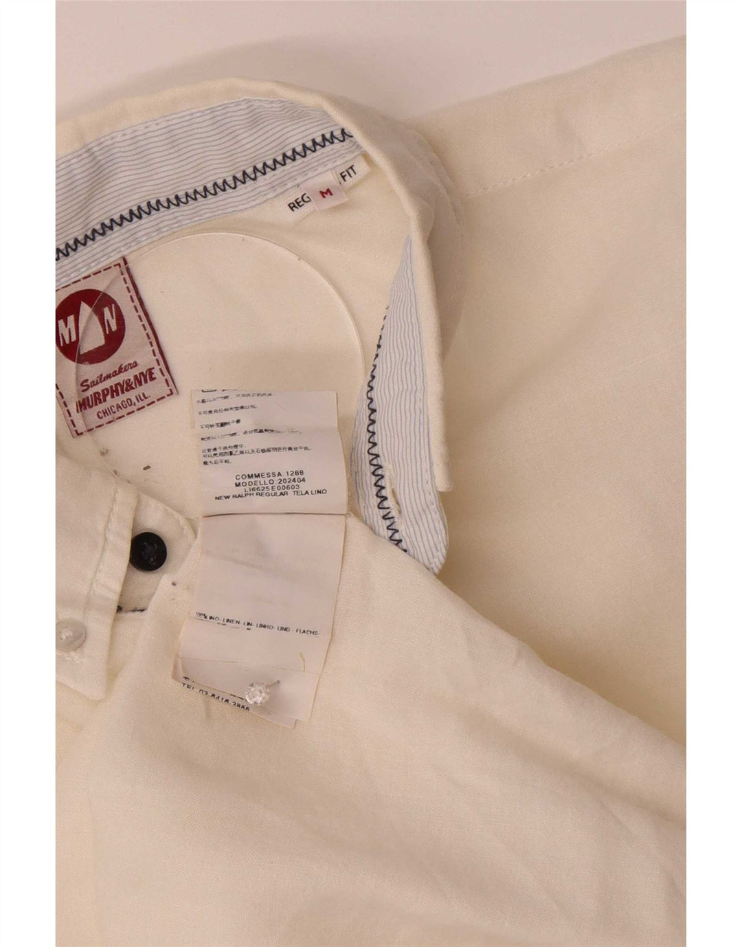 Murphy & Nye Mens Regular Fit Shirt Medium White Linen