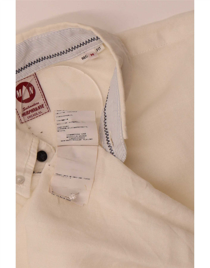 Murphy & Nye Mens Regular Fit Shirt Medium White Linen
