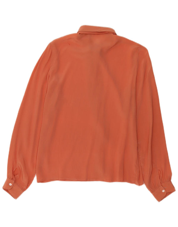 Vintage Womens Front Tie Shirt Blouse IT 44 Medium Orange