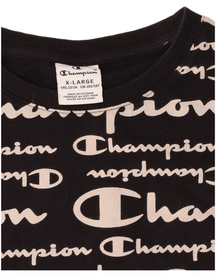 Champion Boys Graphic Sweatshirt Jumper 13-14 Years XL Black