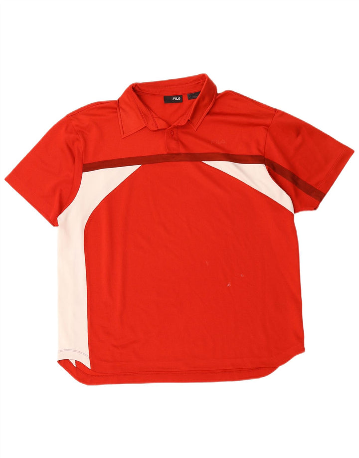 Fila Mens Polo Shirt Large Red Colourblock Polyester
