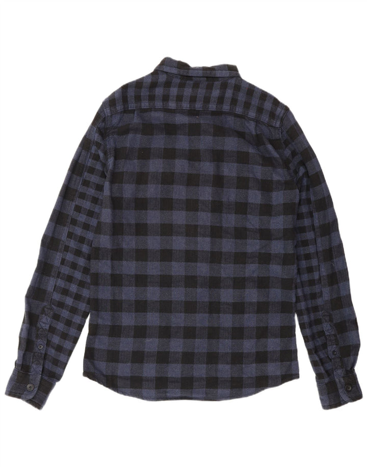 Superdry Mens Flannel Shirt Small Navy Blue Check Cotton