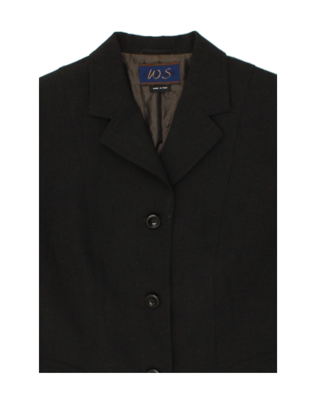 VINTAGE Womens 3 Button Blazer Jacket UK 10 Small Black Polyester Vintage Vintage and Second-Hand Vintage from Messina Hembry 