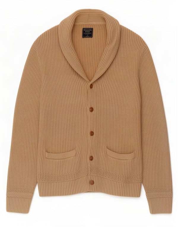 Abercrombie & Fitch Mens Cardigan Sweater Small Beige Cotton