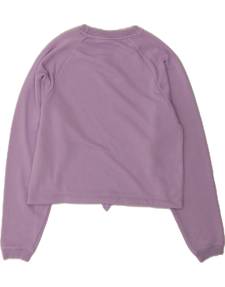 CHAMPION Womens Oversized Crop Sweatshirt Jumper UK 6 XS Purple Cotton Vintage Champion and Second-Hand Champion from Messina Hembry 