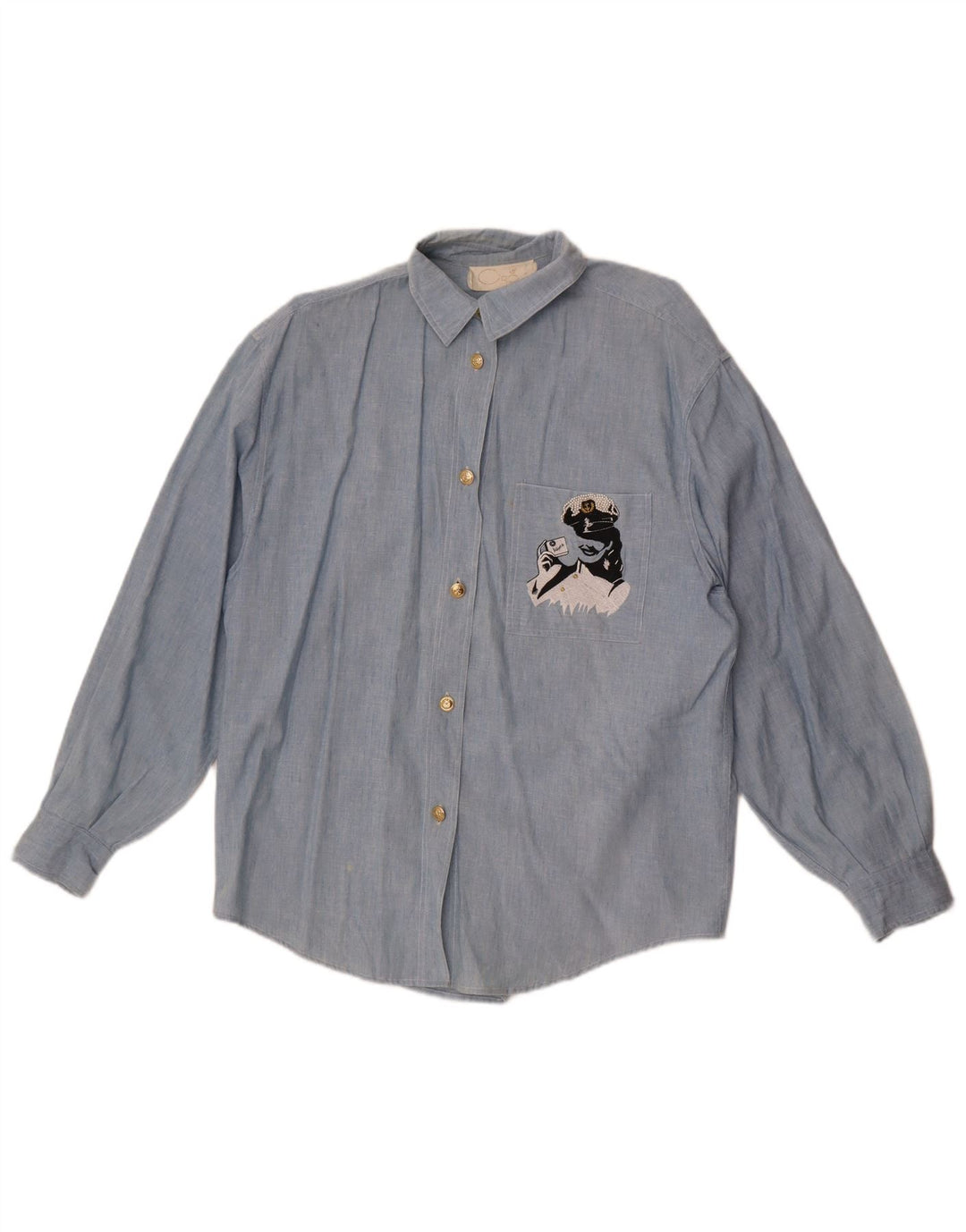 Vintage Womens Graphic Shirt UK 18 XL Blue