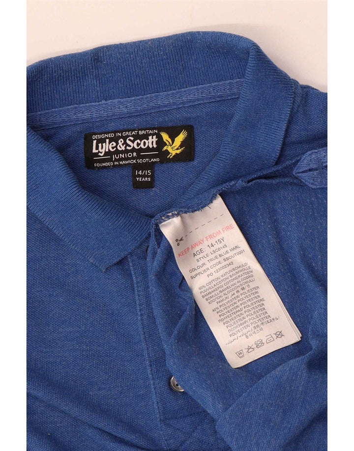 Lyle & Scott Boys Polo Shirt 14-15 Years Blue Cotton