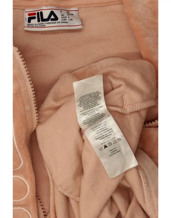 Fila Womens Graphic Zip Neck Zip Hoodie Sweater UK 16 Large Pink Polyester