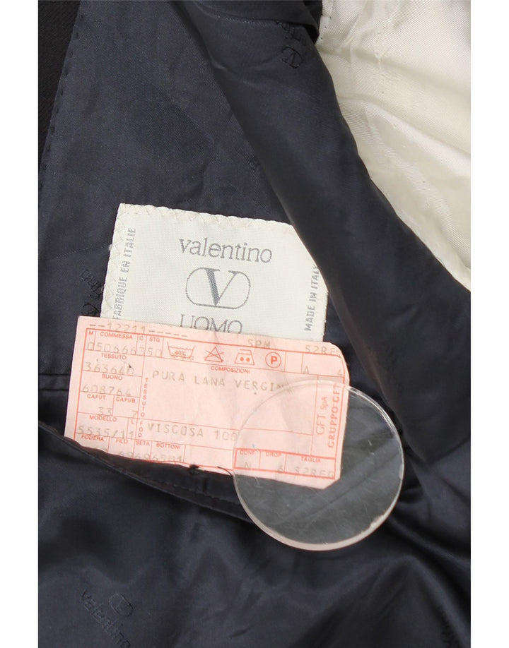 Valentino Mens Double Breasted Blazer Jacket IT 52 XL Black Virgin Wool