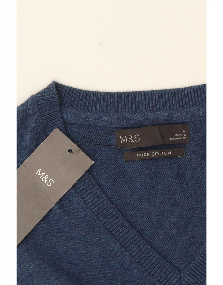 Marks & Spencer Mens Vest Tank Top Large Navy Blue Cotton