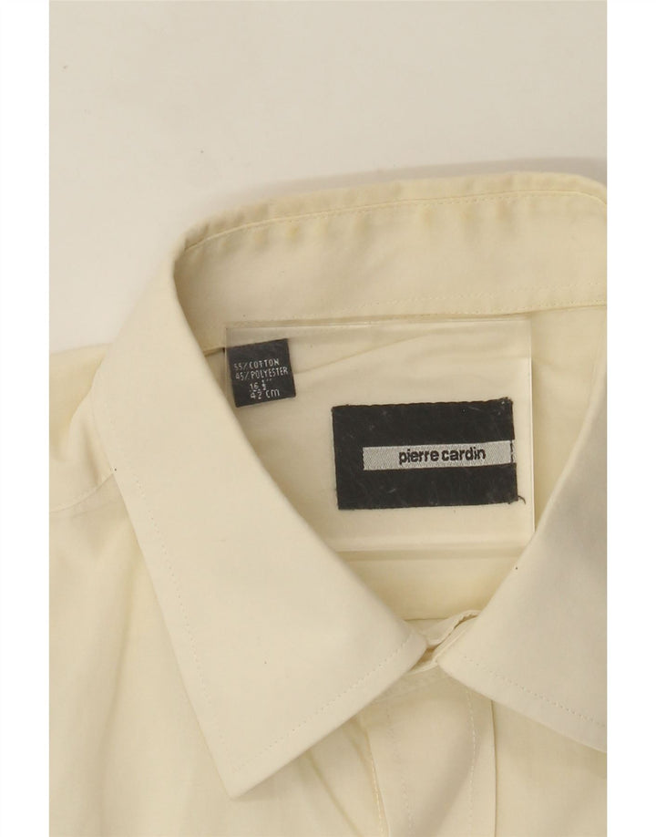 PIERRE CARDIN Mens Shirt Size 42 16 1/2 Large Off White Cotton
