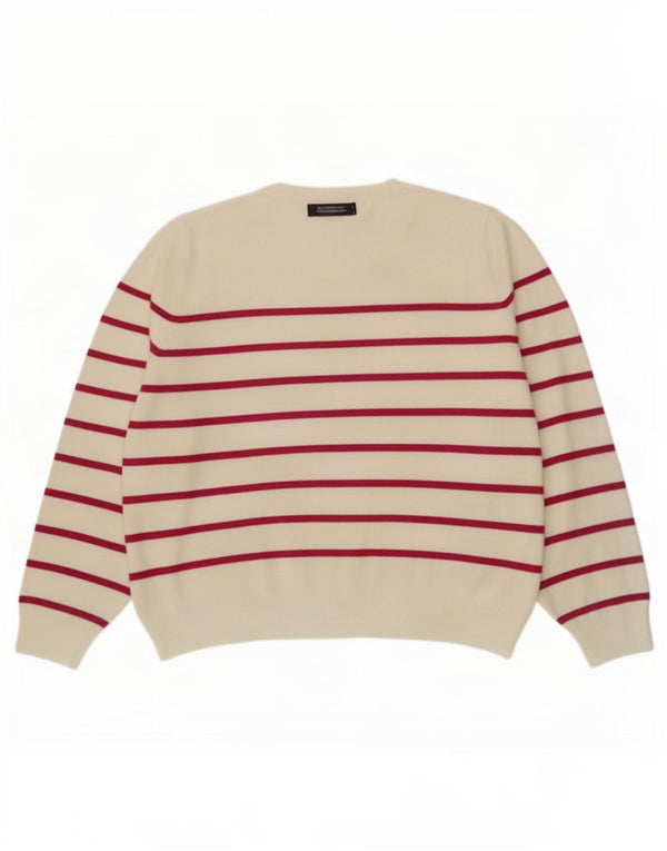 Marks & Spencer Womens Crew Neck Jumper Sweater UK 18 XL White Striped