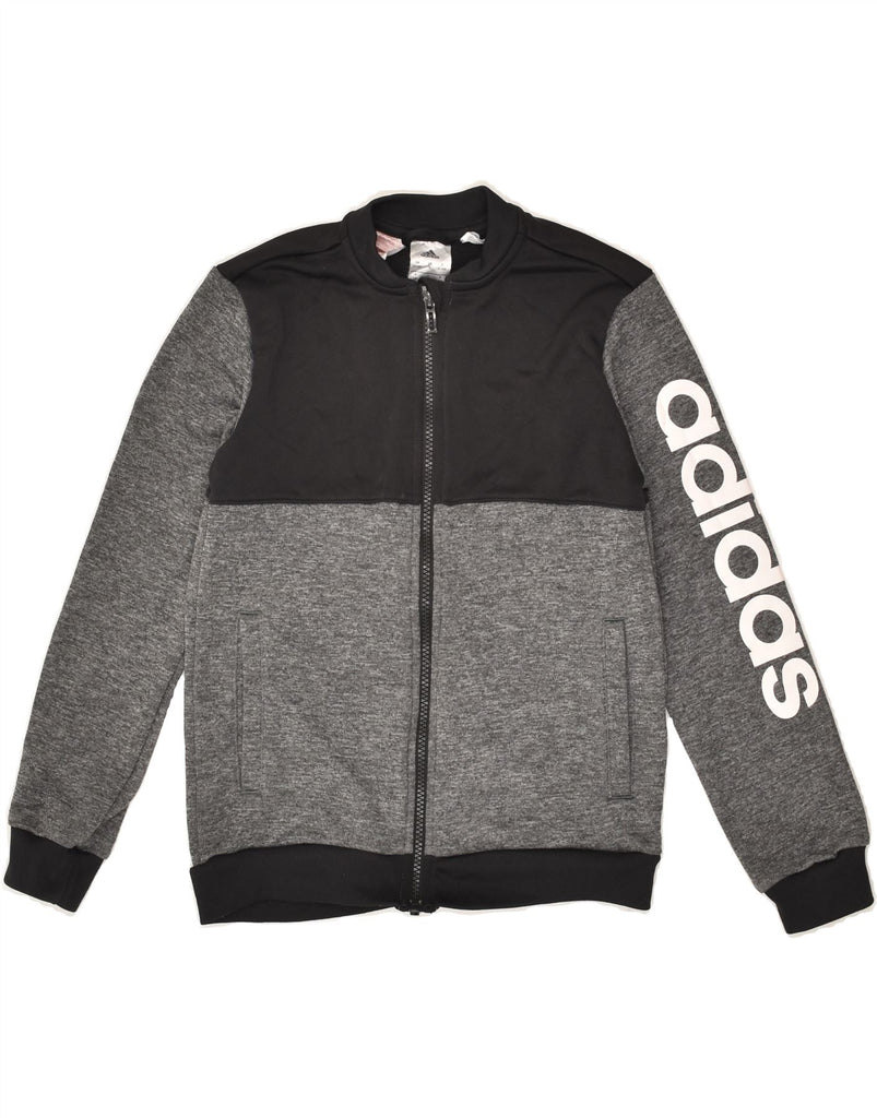 ADIDAS Boys Climalite Tracksuit Top Jacket 9-10 Years Grey Colourblock | Vintage Adidas | Thrift | Second-Hand Adidas | Used Clothing | Messina Hembry 