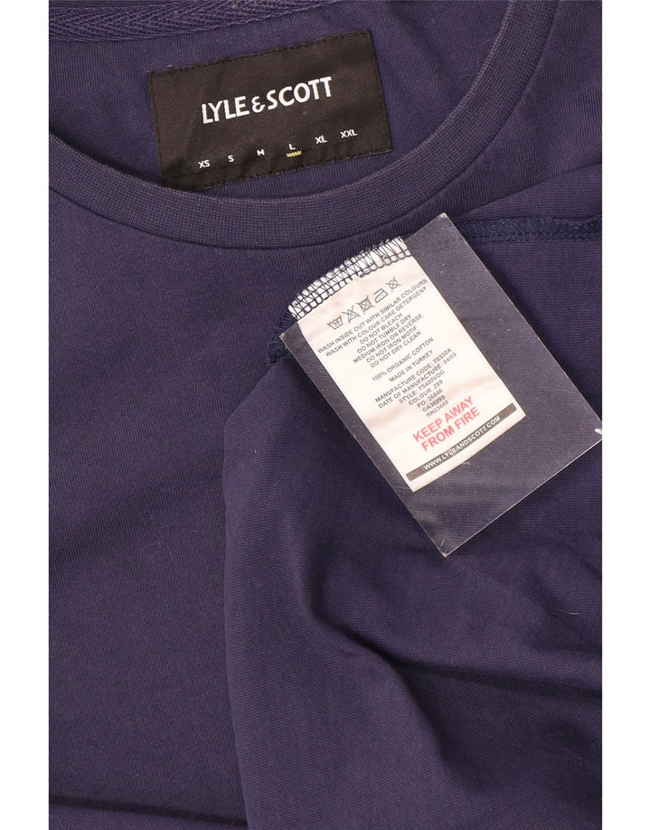LYLE & SCOTT Mens T-Shirt Top Large Navy Blue Cotton