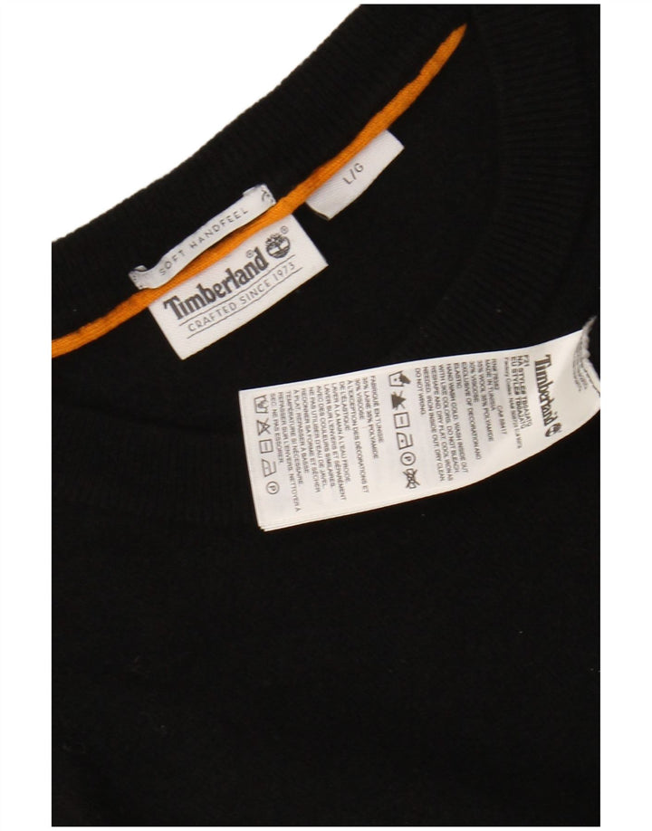 TIMBERLAND Womens Crew Neck Jumper Sweater UK 16 Large Black Wool