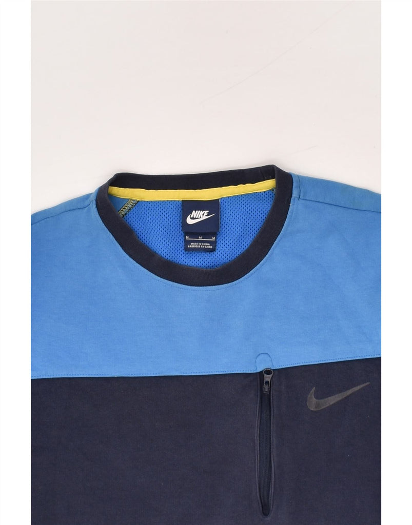 NIKE Mens Sweatshirt Jumper Medium Navy Blue Colourblock Cotton | Vintage Nike | Thrift | Second-Hand Nike | Used Clothing | Messina Hembry 