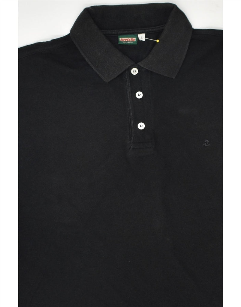 INVICTA Mens Polo Shirt Large Black Cotton | Vintage Invicta | Thrift | Second-Hand Invicta | Used Clothing | Messina Hembry 