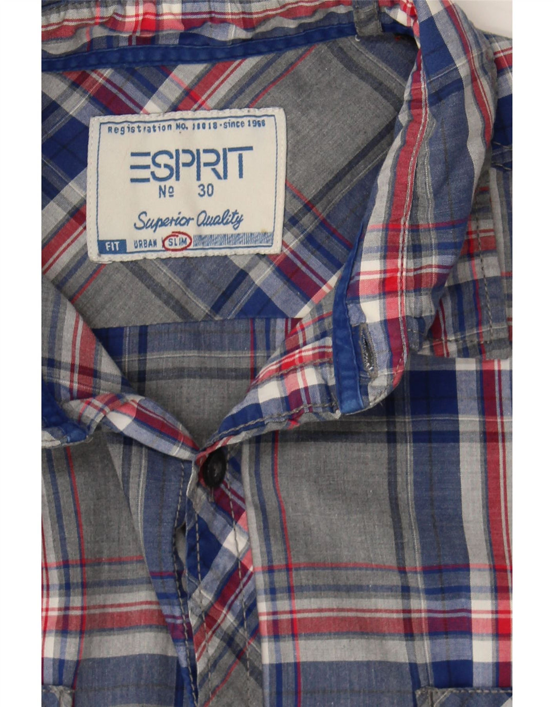 ESPRIT Mens Slim Shirt Small Grey Check Cotton Vintage Esprit and Second-Hand Esprit from Messina Hembry 