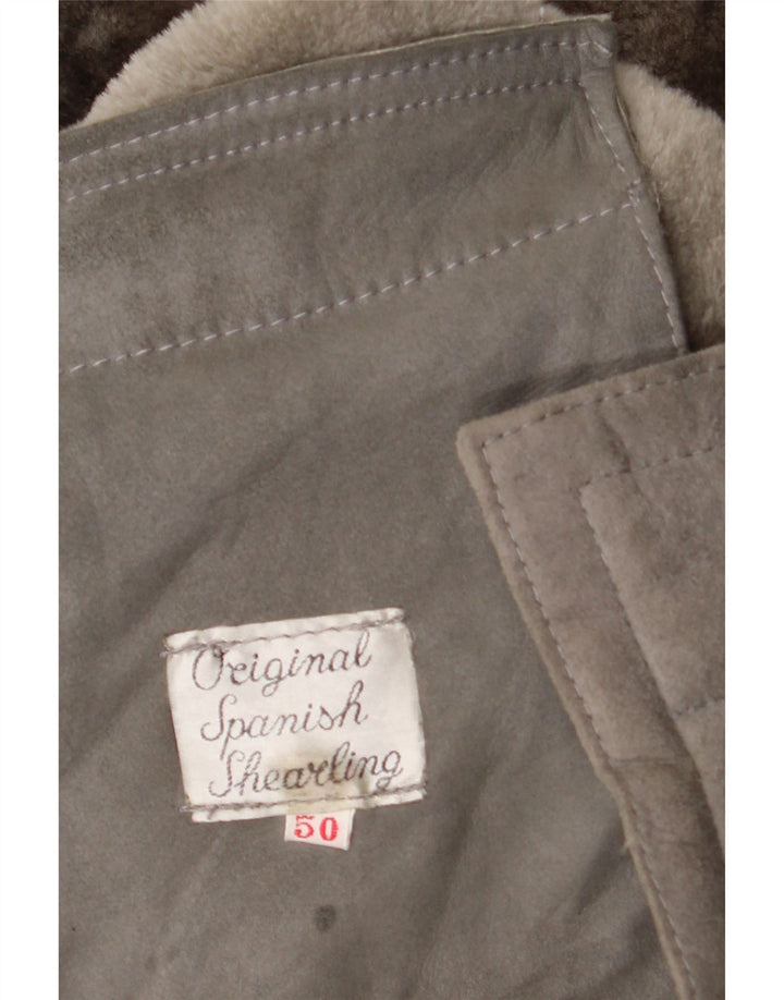 Vintage Mens Shearling Jacket EU 50 Large Grey Shearling
