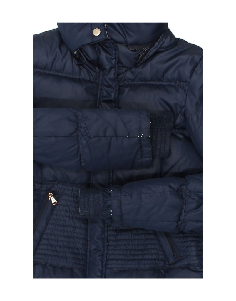 PATRIZIA PEPE Womens Hooded Padded Jacket IT 40 Small Navy Blue Polyester Vintage Patrizia Pepe and Second-Hand Patrizia Pepe from Messina Hembry 