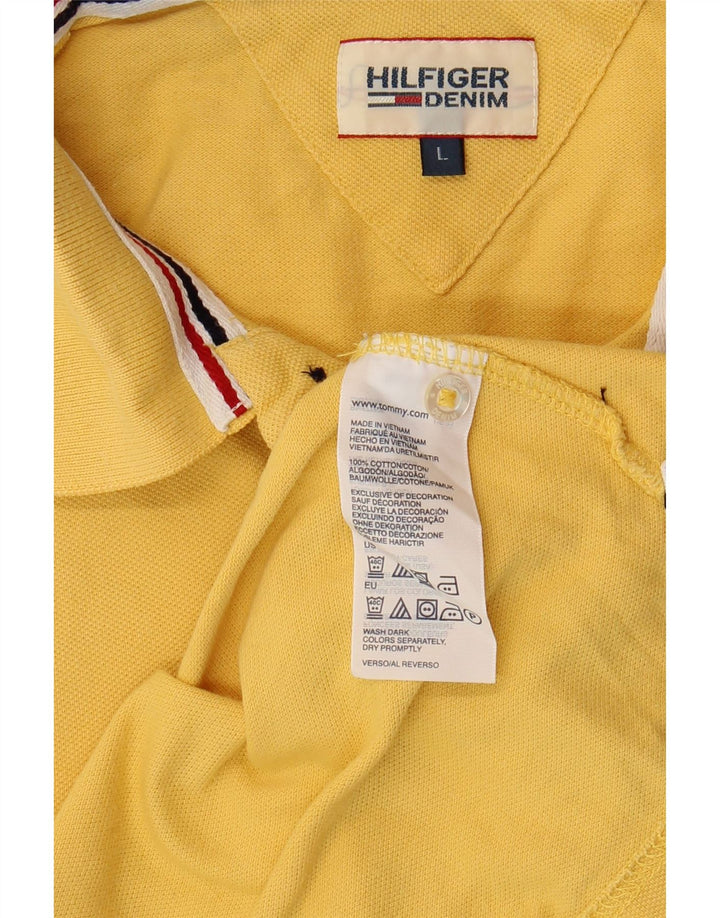 TOMMY HILFIGER Mens Polo Shirt Large Yellow Cotton Vintage Tommy Hilfiger and Second-Hand Tommy Hilfiger from Messina Hembry 