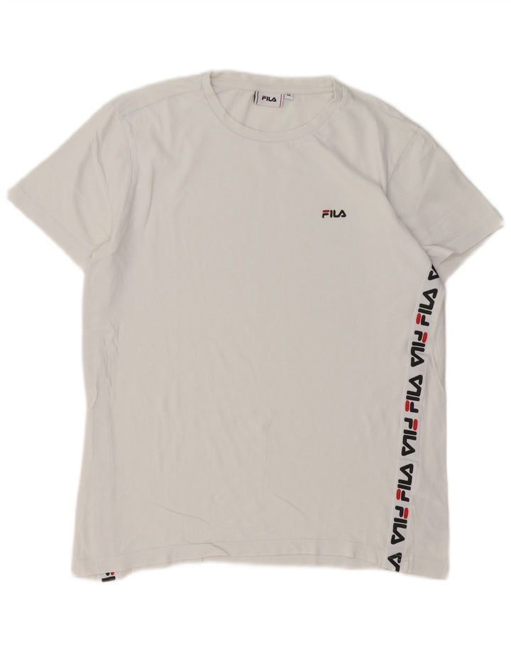 Fila Mens Graphic T-Shirt Top Medium White Cotton