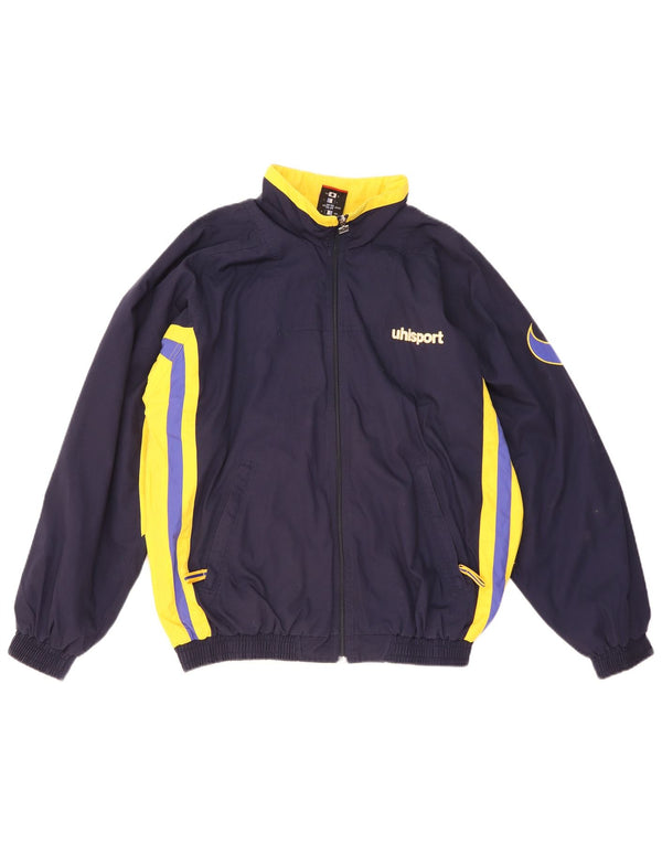 Uhlsport Mens Graphic Tracksuit Top Jacket Medium Navy Blue Colourblock