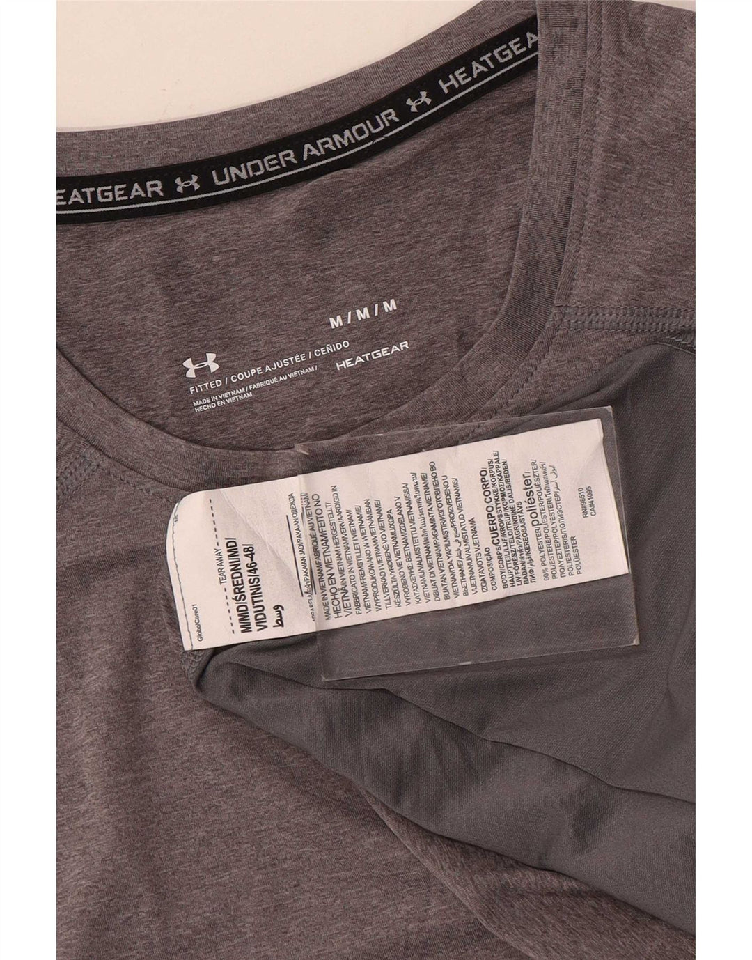 Under Armour Mens Heat Gear T-Shirt Top Medium Grey Flecked Polyester