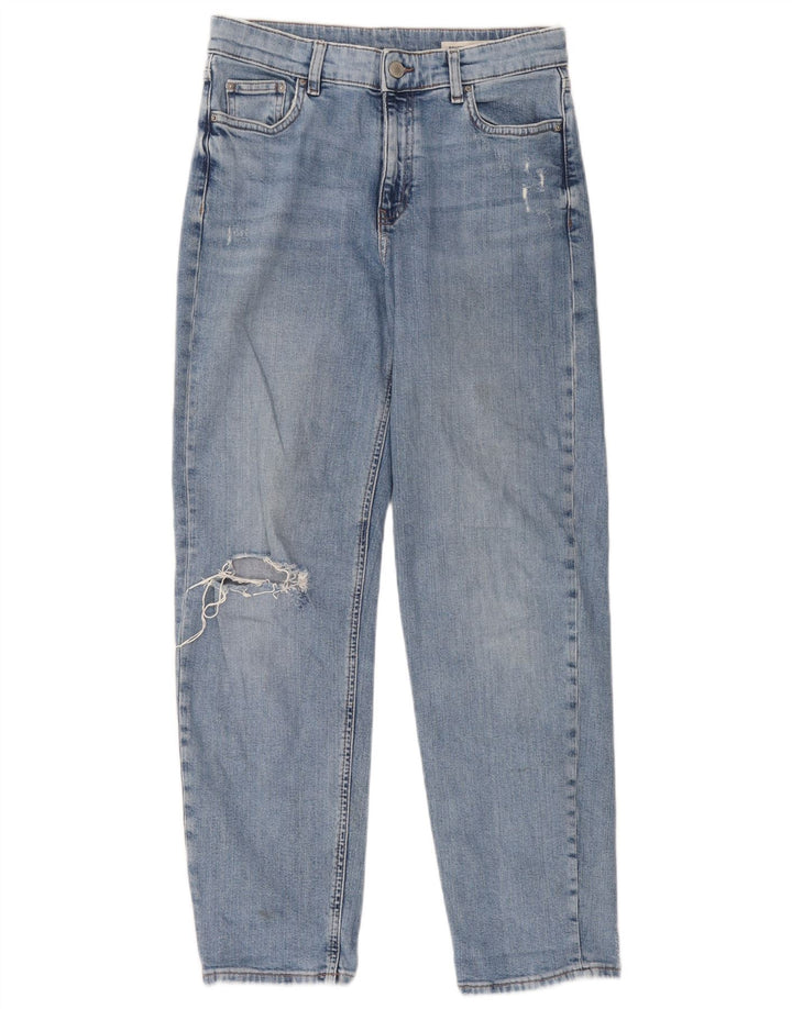 Marks & Spencer Womens Distressed Tapered Jeans UK 10 Small W30 L29 Blue