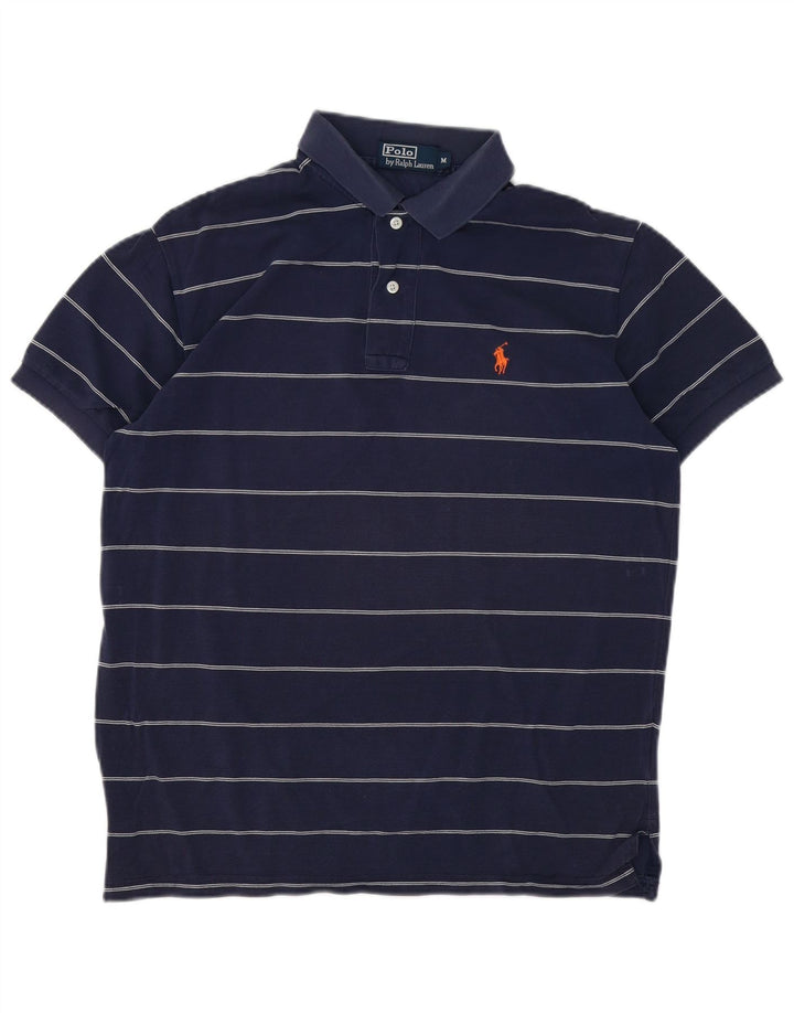 POLO RALPH LAUREN Mens Polo Shirt Medium Navy Blue Striped