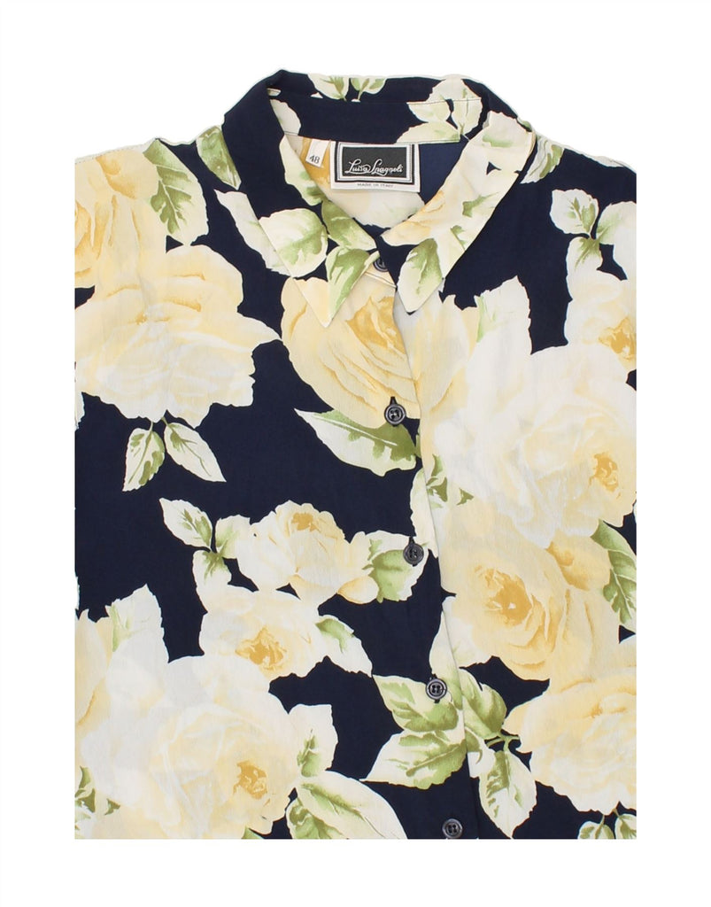 LUISA SPAGNOLI Womens Shirt IT 48 XL Navy Blue Floral | Vintage Luisa Spagnoli | Thrift | Second-Hand Luisa Spagnoli | Used Clothing | Messina Hembry 