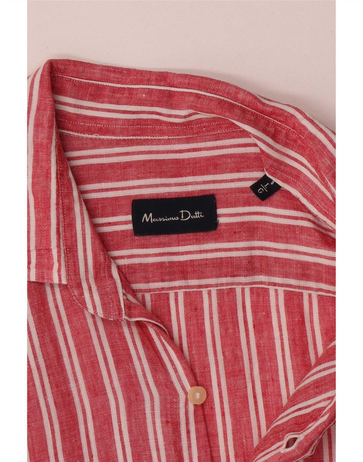 Massimo Dutti Mens Shirt Large Red Striped