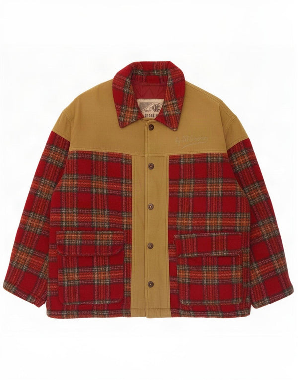 Oil Company Mens Windbreaker Jacket UK 40 Large Red Check Wool